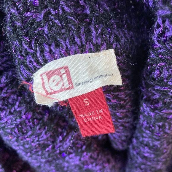 Vintage 90s Y2K Lei Sweater Womens Small Purple Shimmer Glitter - Picture 3 of 8